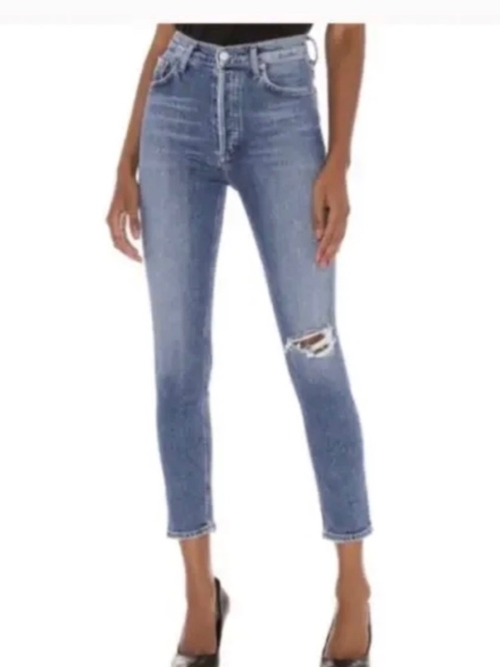 AGOLDE Nico High Rise Slim Jeans in Shoreline | Size 27 | Distressed Button Fly - Picture 3 of 8